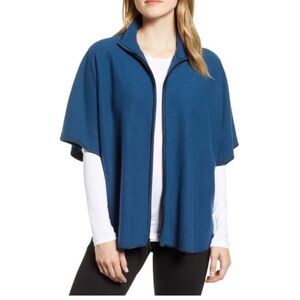 ANNE Klein Womens Zip Front Cape Jacket, Blue, Medium